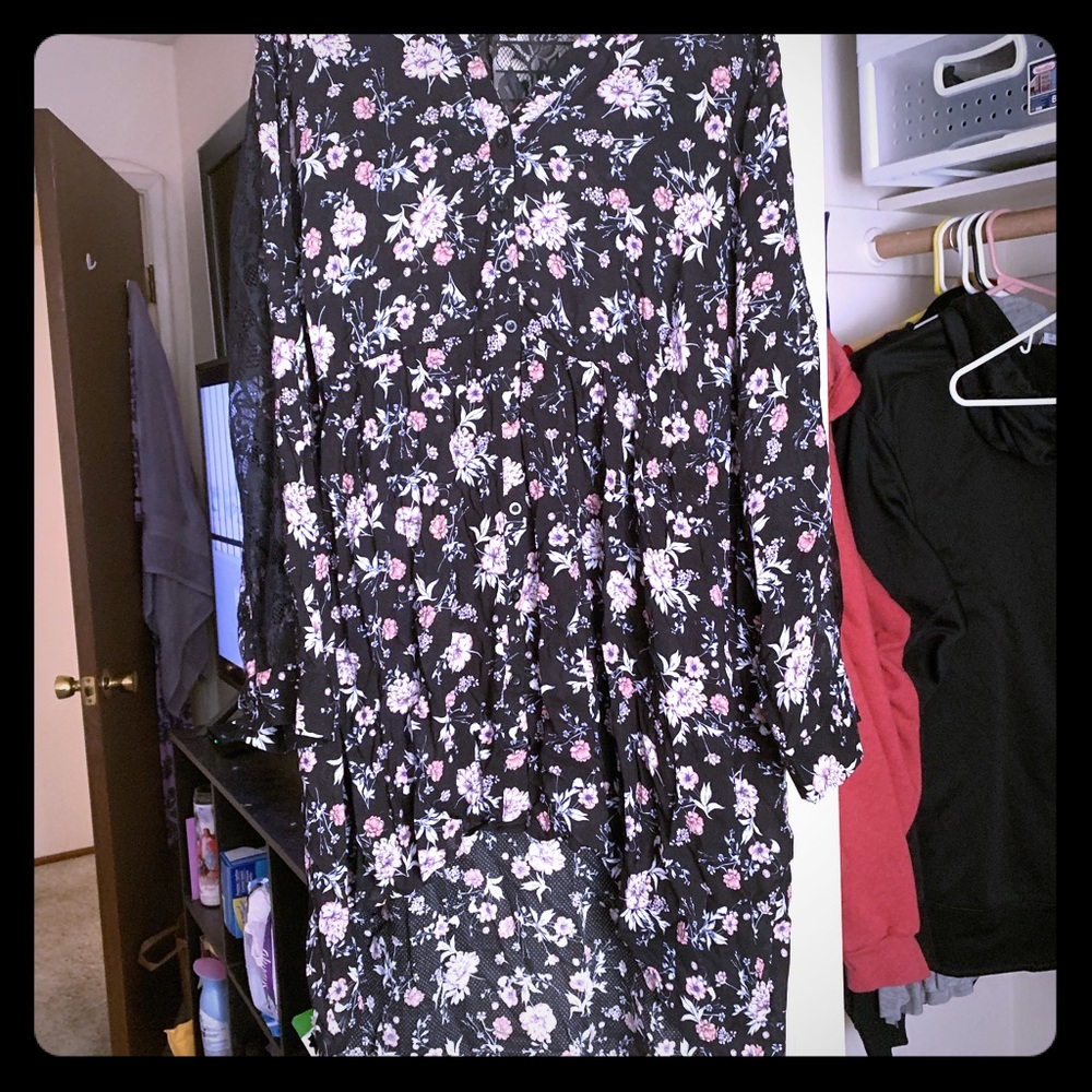 Beautiful High Low long sleeve baby doll blouse